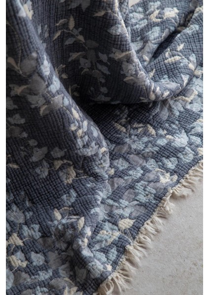 Marbella Indigo Çift Kişilik Pike/yatak Örtüsü Set