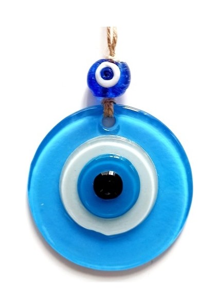 Nazar Boncuklu Bebek Mavisi Renginde Mini Duvar Süsü Dekoratif Hediyelik Cam Eşya