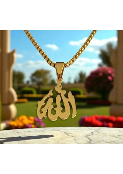 Allah Yazılı Çelik Kolye Ucu