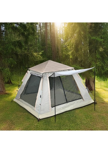 Tam Otomatik 4 Kişilik Tenteli Kamp Çadırı 210X210X135 cm (Krem)