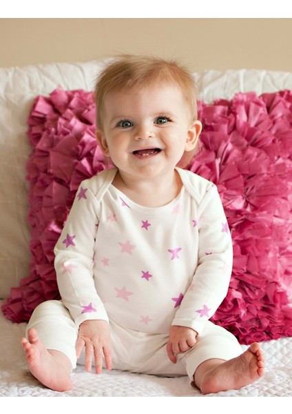 Bebenova %100 Organik Pamuk Star Bebek Çıtçıtlı Uzun Kol Body - Zıbın