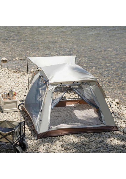 Tam Otomatik 4-6 Kişilik Tenteli Kamp Çadırı 240X240X155 cm (Krem) fiyatları