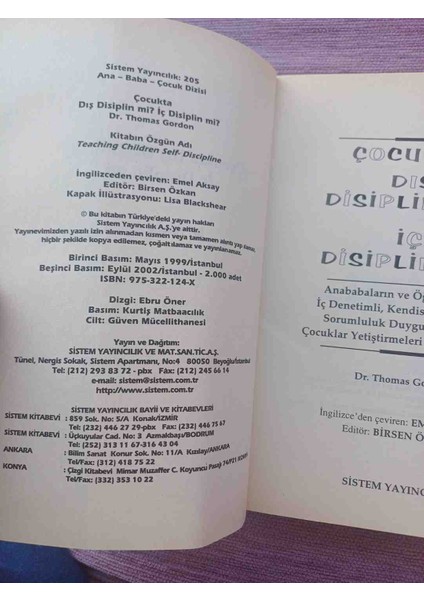 Çocukta Dış Disiplinmi Iç Disiplinmi 2,el Cok Temiz Kondisyonda 2002 Basim 256 Sayfa Sistem Yayinlari
