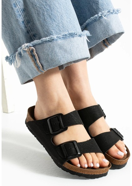 Fuga Comfort Unisex Tokalı Terlik Siyah modelleri
