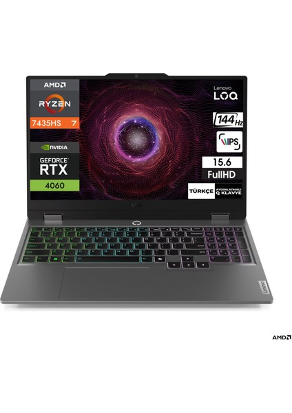 Loq 15ARP9 Ryzen 7 7435HS 24 GB 2 TB RTX4060 15.6" Full Hd Windows 11 Pro Taşınabilir Bilgisayar 83JC00FKTRCB