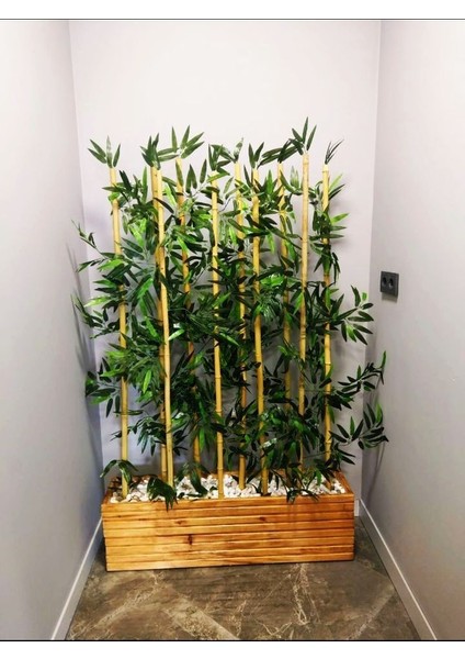 Yapay Bambu Ağaç 1.5 Metre Boy Ahşap Oluklu Saksı Bambu