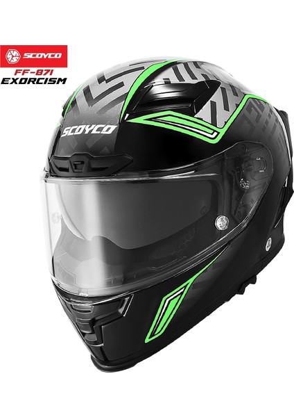 FF-871 Exorcısm Siyah-Yeşil Güneş Vizörlü Kapalı Kask fiyatları