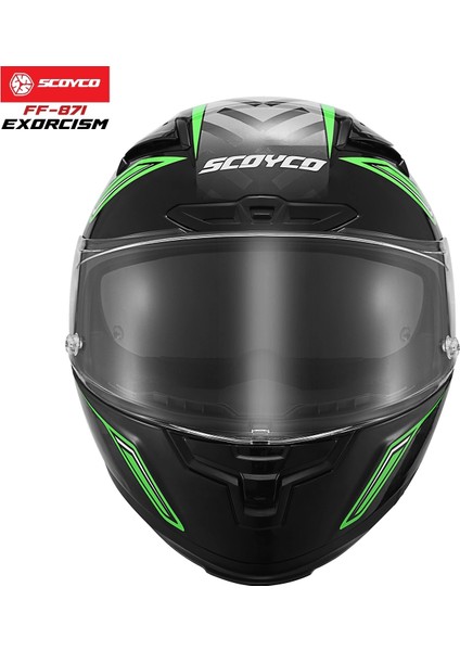 FF-871 Exorcısm Siyah-Yeşil Güneş Vizörlü Kapalı Kask fırsatları