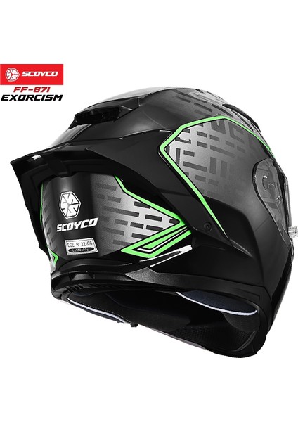 FF-871 Exorcısm Siyah-Yeşil Güneş Vizörlü Kapalı Kask indirimleri