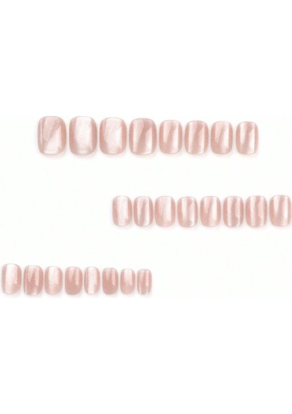 Nude Pembe Kedi Gözü Oval Kısa 24’lü Takma Tırnak Seti ve Zararsız Yapıştırıcı fiyatları