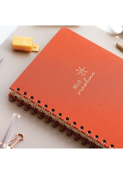 A5 Spiralli Sert Kapak Keten Kareli Tarihsiz Not Defteri Mercan fiyatları