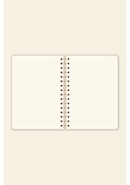 A5 Spiralli Sert Kapak Keten Kareli Tarihsiz Not Defteri Mercan