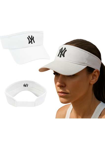 Vizör Şapka Ny Logolu Ayarlanabilir Pamuklu Tenis Golf Spor Şapkası Unisex