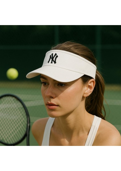Vizör Şapka Ny Logolu Ayarlanabilir Pamuklu Tenis Golf Spor Şapkası Unisex fırsatları