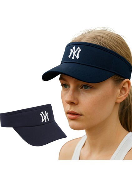 Vizör Şapka Ny Logolu Ayarlanabilir Pamuklu Tenis Golf Spor Şapkası Unisex