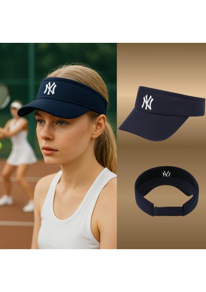 Vizör Şapka Ny Logolu Ayarlanabilir Pamuklu Tenis Golf Spor Şapkası Unisex fırsatları