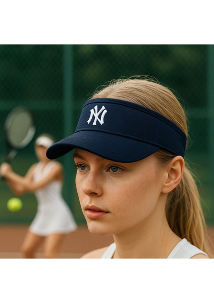 Vizör Şapka Ny Logolu Ayarlanabilir Pamuklu Tenis Golf Spor Şapkası Unisex indirimleri