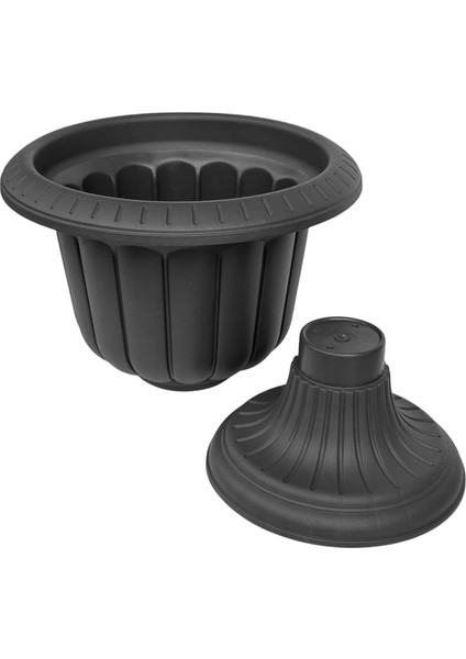 2 Adet Plastik Ayaklı Saksı Seti 6 Lt Iç ve Dış Mekan Çiçek Saksısı 30X29 cm Antrasit Gri modelleri