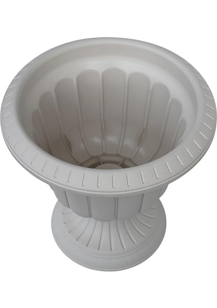2 Adet Plastik Ayaklı Saksı Seti 6 Lt Iç ve Dış Mekan Çiçek Saksısı 30X29 cm Ekru Beyaz modelleri