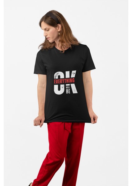 Cappıe Everything Will Be Okey Baskılı Regular Fit Sıfır Yaka Siyah Baskılı T-Shirt fiyatları