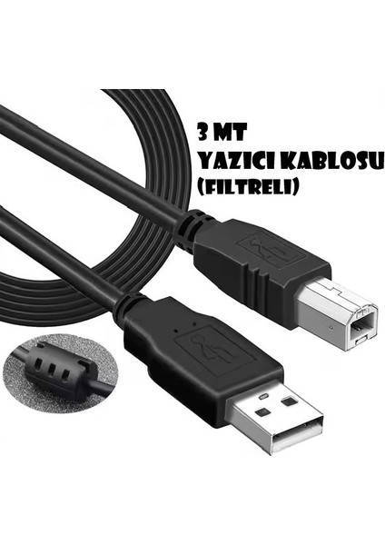 Filtreli / Printer Cable / Yazıcı Kablosu / 3 Metre / USB 2.0