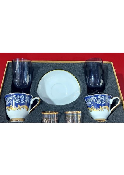 Exclusive Fine Porcelain Porselen 2 Kişilik Kahve Seti Su Bardaklı