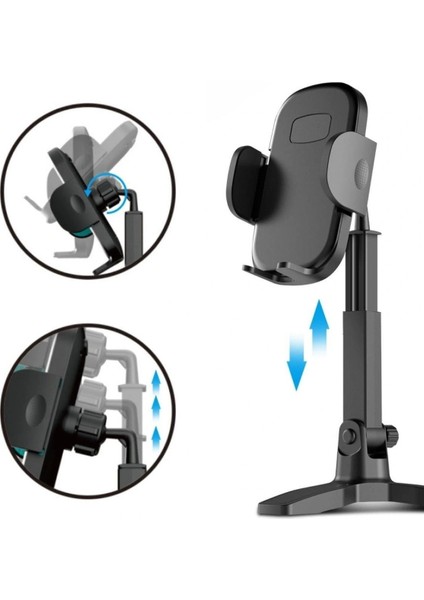 Masaüstü Telefon Standı 360 Derece Dönebilen Başlıklı Ayaklı Telefon Tripodu (5047) modelleri