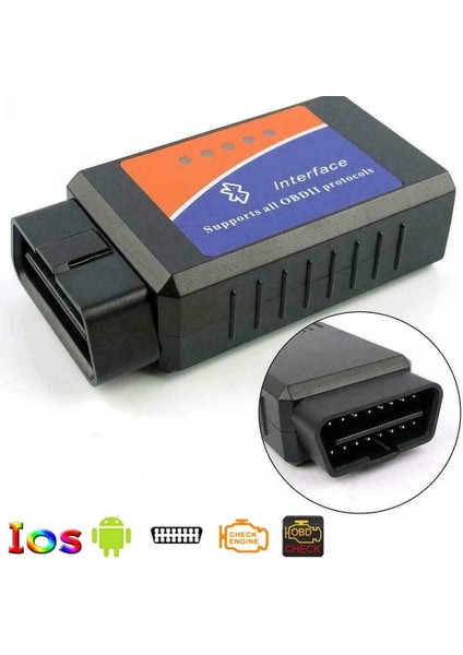 Obd2 2.1V Android Ios Apple Iphone Uyumlu Bluetooth Özellikli Araç Arıza Tespit Cihazı