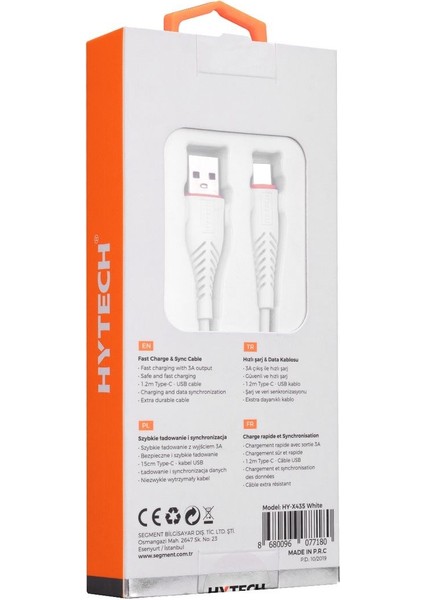 HY-X435 1.2 Metre 3A Type-C Beyaz Data + Şarj Kablosu fiyatları