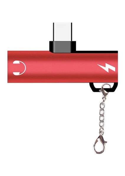 Anahtarlık USB Type C 3.5mm Kulaklık ve Şarj Dönüştürücü Başlık Adaptör- - AGT4544-1507