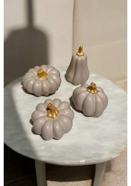 4lü Siyah Beyaz (Hediyeli)Balkabağı Dekoratif Biblo Seti Halloween