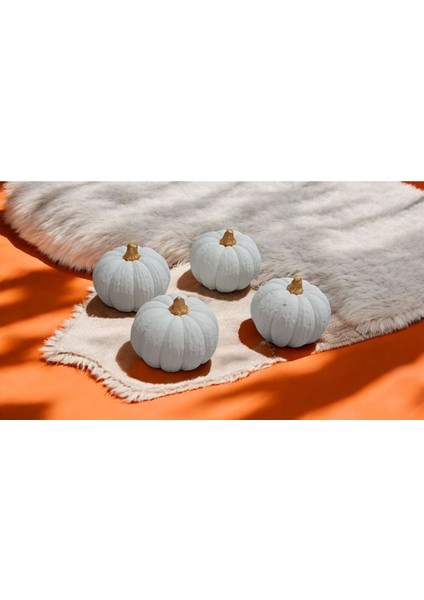 4lü Minik Beyaz Gold Balkabağı Dekoratif Biblo Seti Halloween (3cm)