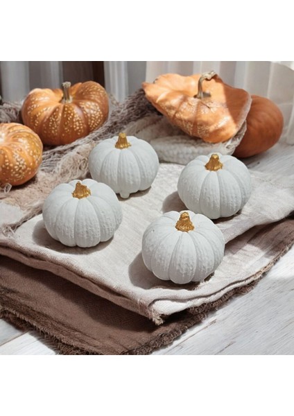 4lü Minik Beyaz Gold Balkabağı Dekoratif Biblo Seti Halloween (3cm) fiyatları