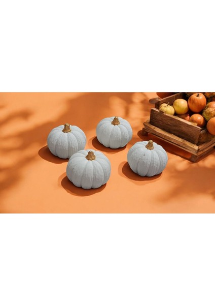 4lü Minik Beyaz Gold Balkabağı Dekoratif Biblo Seti Halloween (3cm) fırsatları