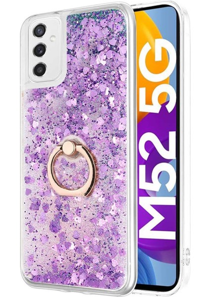Samsung Galaxy M52 Için Kılıf Glitter Liquid Holder Mor [galaxy M52 ile Uyumlu Kılıf - Mor]