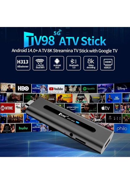 8k Smart Tv Box 5g Android 14 2GB-16GB Akıllı Tv Stick Google Asistan Google Play Netflix Amazon Prime Dolby Atmos
