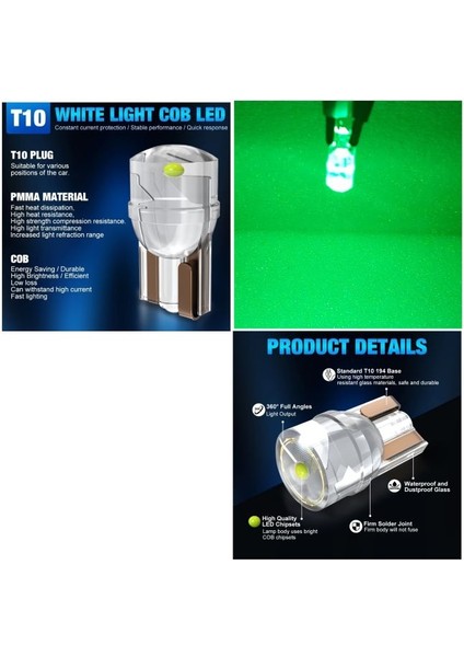 T10 LED Green T10 LED Dipsiz Ampul Profosyonel Copılot Seri Yeşil