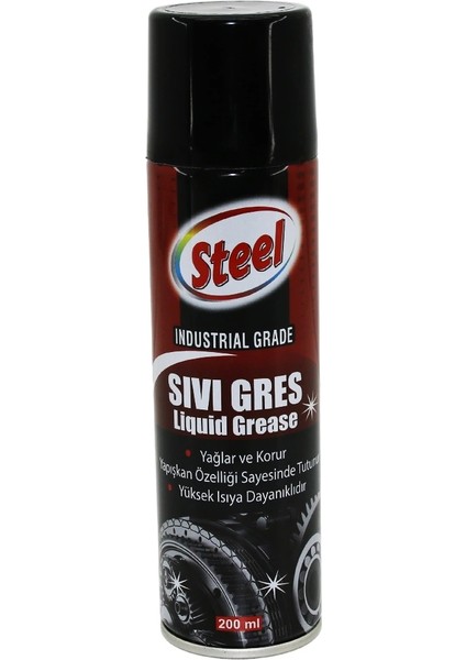 Steel ST-1304 Sıvı Gres Sprey 200ML Yağlar - Korur - Isıya Dayanıklı (5047)