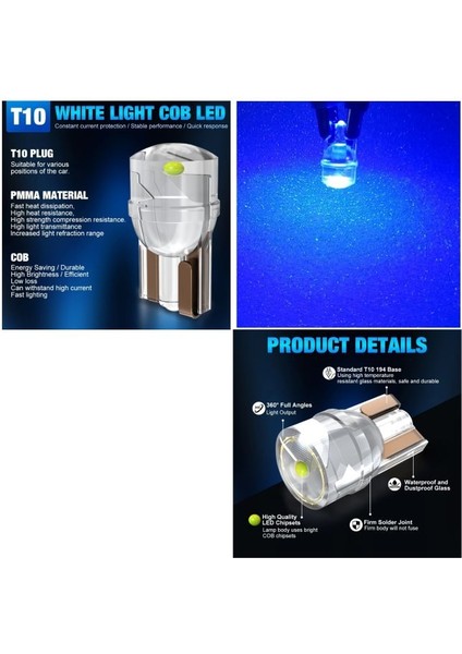 T10 LED Blue T10 LED Dipsiz Ampul Profosyonel Co Pılot Seri Mavi