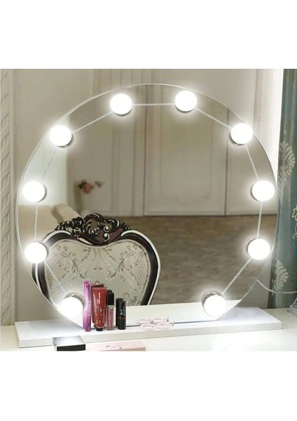 10LU LED Ampullü USB Makyaj Aynası Işığı (5047)