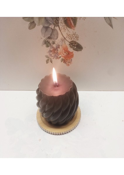 Soya Max Aroma Terapi Kokulu Desenli Mum ve Inci Desenli Ahşap Mum Altlığı