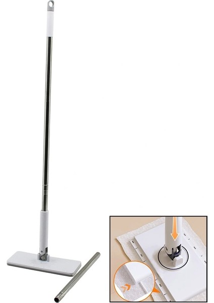 Otomatik Bez Değiştiren Mop Sap Çek=bez Bırak - Sap It=bez Tut 360° BAŞLIK=9.5X25CM- SAP:115CM (5047)