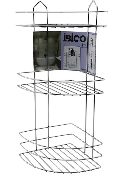3 Katlı - Üçgen Krom Metal Banyo Köşelik - Duşkabin Raf (5047)