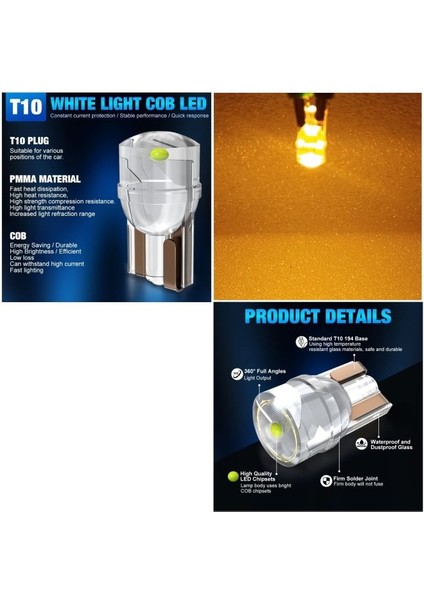 T10 LED Yellow T10 LED Dipsiz Ampul Profosyonel Copılot Seri Sarı