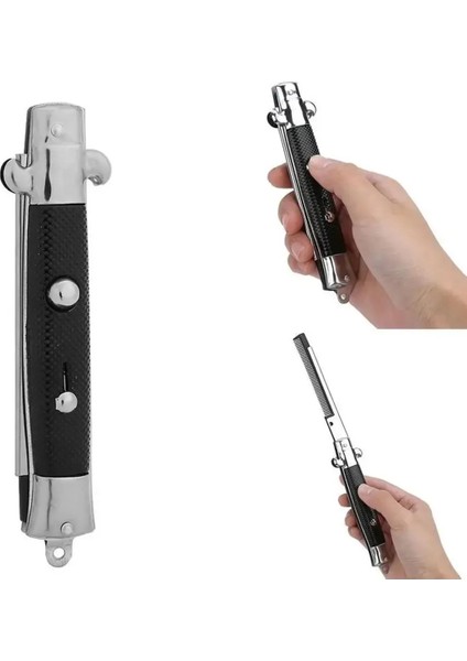 Emniyet Kilitli Otomatik Açma Düğmeli Sustalı Tarak Şeklinde Bıçak Görünümlü Otomatik Metal Tarak modelleri