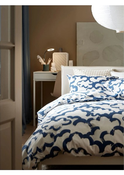 Ekpurpurmal Tek Kişilik Nevresim Seti, Beyaz-Mavi, 150X200/50X60 cm fiyatları