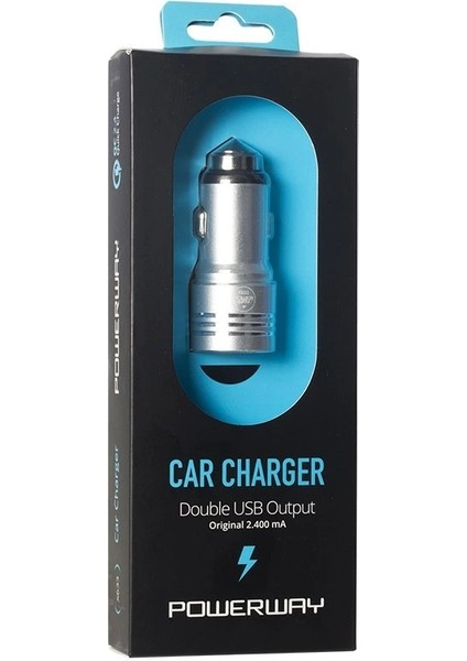 Çift Usbli 3.1 Amper Metal Çakmaklık Araç Şarj Cihazı (5047)