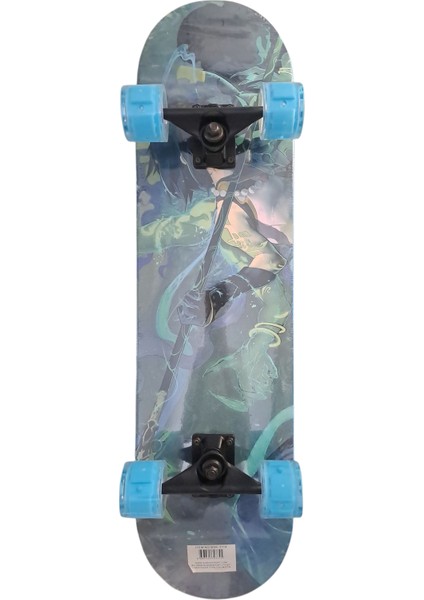 Desenli Kaykay Işıklı Silikon Tekerlekli Zımparalı Kaykay 80 cm Abec 7 Kanada Akağacı Skateboard