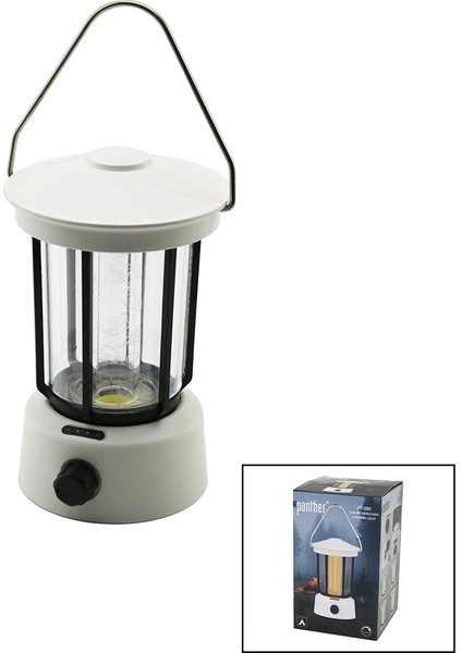 Fanus Kamp Lambası El Feneri USB Şarjlı Powerbank 5W Cob LED 800LUMEN Işık Ayarı Gün Işık - Beyaz PT-380 (5047)