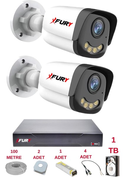 2 Kameralı 4 Warm LED Gece Renkli Görüş-Cepten Izle-Su Geçirmez Güvenlik Kamerası Seti 1tb fiyatları
